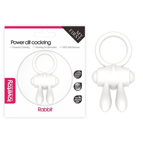 Power Clit Silicone Cockring White ~ 10-LV1422-4
