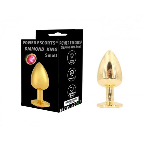 Diamond King Small-Butt Gold/Red Stone ~ 20-BR211S-RED-STONE