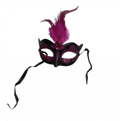 Maska-Venetian Mask Purple with Purple Stone and Feather -20-BR248PURPLE