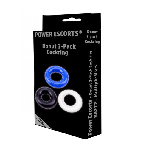 Ring-Donut Cockring 3 Pack-3 colors blue/clear/black ~ 20-BR272