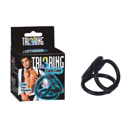 TRI RING COCK CAGE BLACK 30-25064-X-BLACK