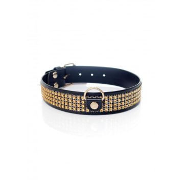 Fetish Collar with crystals 3 cm gold 33-00102