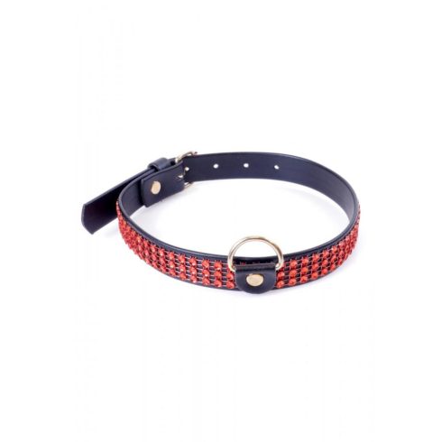 Fetish Boss Series Collar with crystals 2 cm Red Line 33-00108