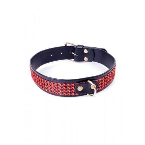 Fetish Boss Series Collar with crystals 3 cm Red Line 33-00110