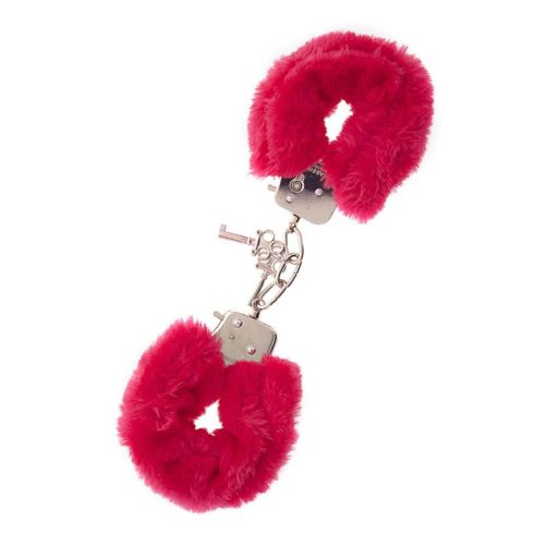 METAL HANDCUFF WITH PLUSH RED ~ 35-160028