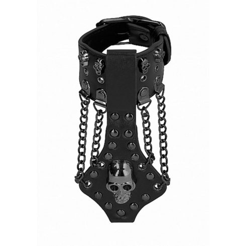 Ouch! Skulls and Bones - Bracelet with Skulls and Chains - Black ~ 36-OU307BLK