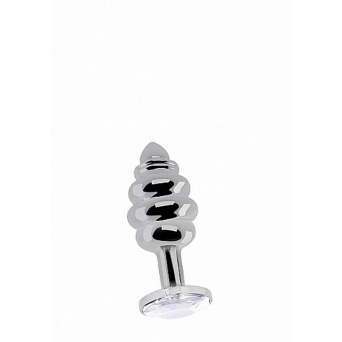 Ribbed Diamond Plug - 2.75 Inch - Silver ~ 36-RIC013SIL