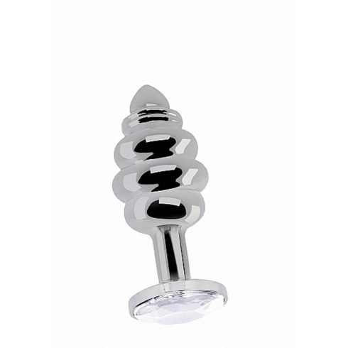 Ribbed Diamond Plug - 3.15 Inch - Silver ~ 36-RIC016SIL