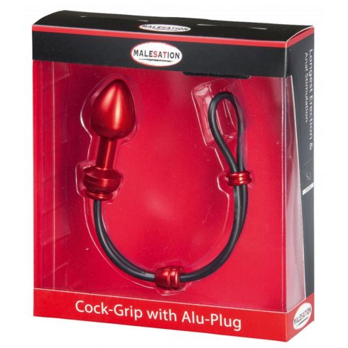 MALESATION Cock-Grip with Alu-Plug small, red ~ 38-257819