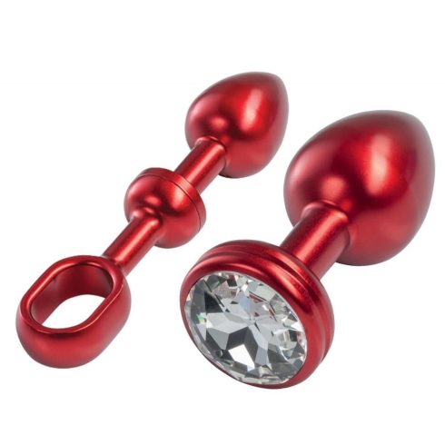 MALESATION Alu-Plug with handle & crystal small, red ~ 38-257837