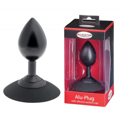 MALESATION Alu-Plug with suction cup large, black ~ 38-257845