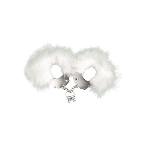 Metallic Handcuffs Feather Cover White 4-30310