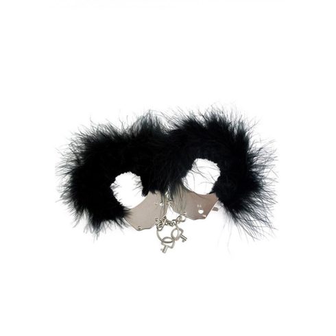 Metallic Handcuffs Feather Cover Black 4-30329