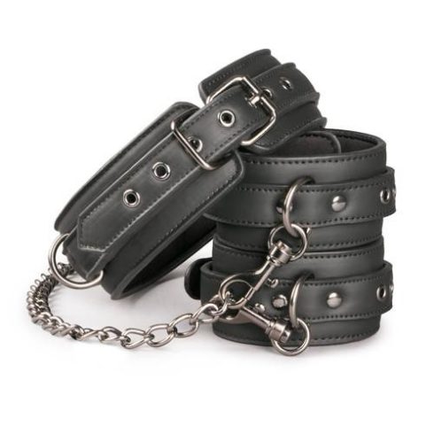 Leather Collar With Anklecuff ~ 55-ET279BLK
