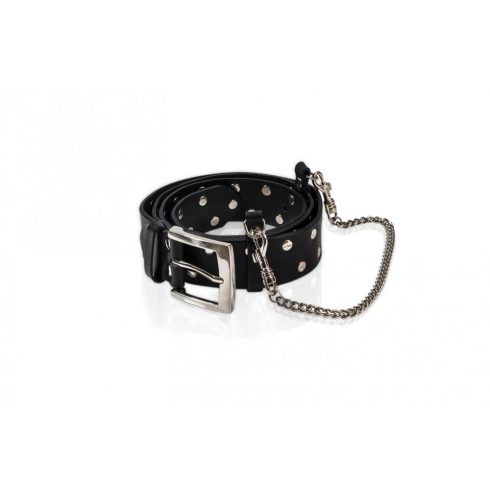 WHIPS leather belt with flowersand chain ~ 58-00029