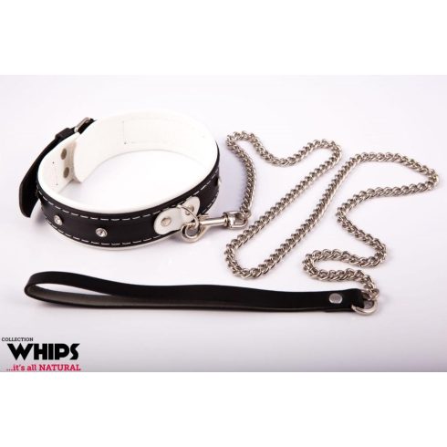Collar for women with a leash, white ~ 58-00071