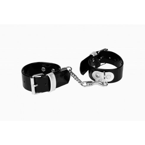 WHIPS shiny, Handcuffs for women hand, black, gładkie ~ 58-00081