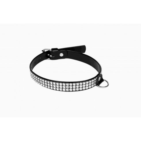 WHIPS shiny, Collar for women with cristals, black, 2cm ~ 58-00084