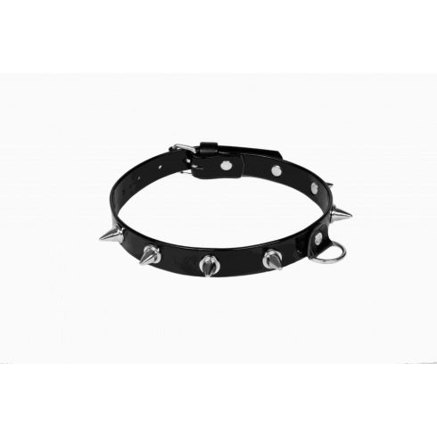 WHIPS shiny, Collar for women with rings black ~ 58-00085