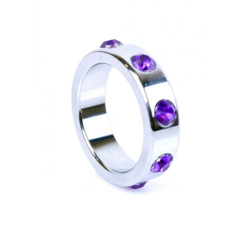 Cock Ring Metal with Purple Diamonds Large 64-00006