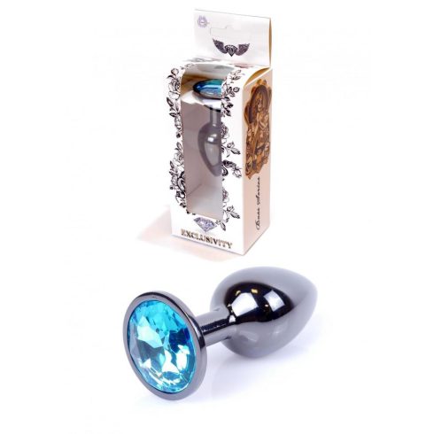 Anal Plug Jawellery Dark Silver Light Blue 64-00031