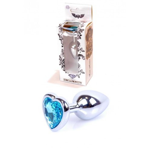 Anal Plug Jawellery Silver Heart PLUG Light Blue 64-00049