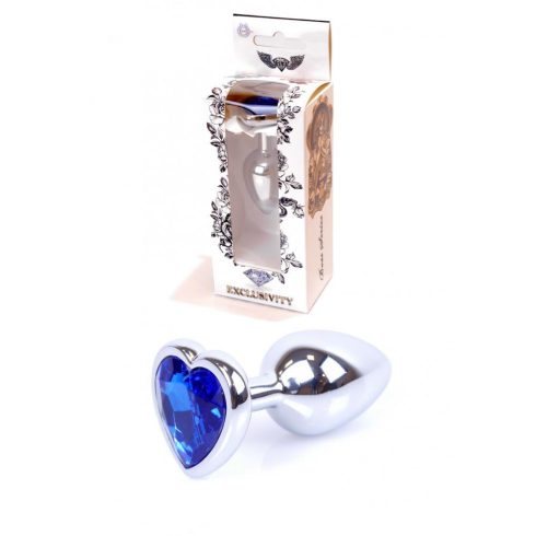 Anal Plug Jawellery Silver Heart PLUG Dark Blue 64-00050