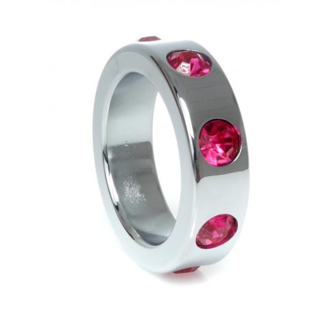 Metal Cock Ring with Pink Diamonds Medium 64-00119