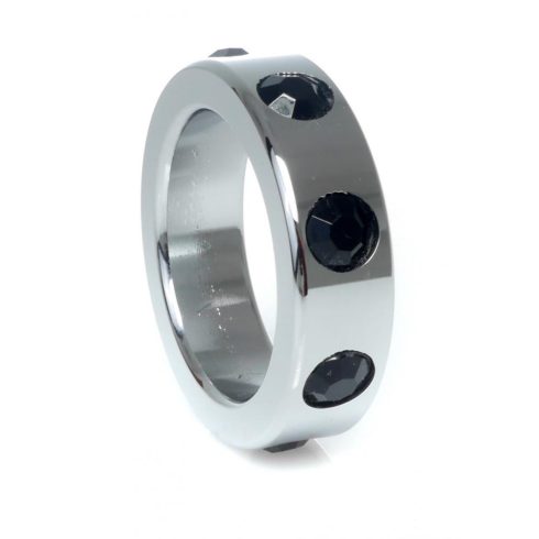 Metal Cock Ring with Black Diamonds Medium 64-00120