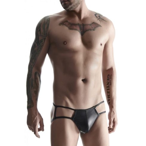 RFP men's wetlook thong with an open back and decorative element S 65-BRI001-BLACK-S