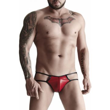   RFP men's wetlook thong with an open back and decorative element M 65-BRI013-RED-M