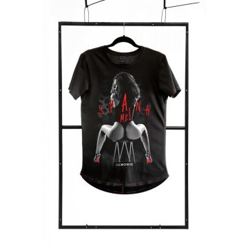 T-shirt men black M fashion ~ 66-TSHFB010LM
