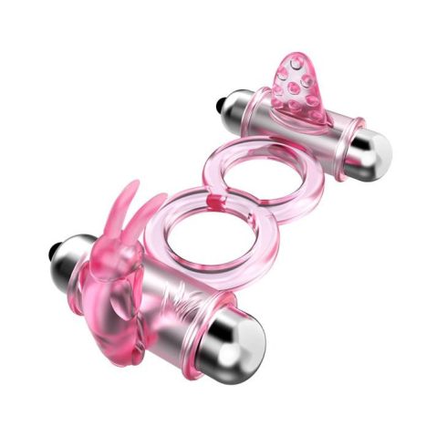 BAILE - BUNNY SNUGGLES COCK CLIT RING, 10 vibration functions ~ BI-014079