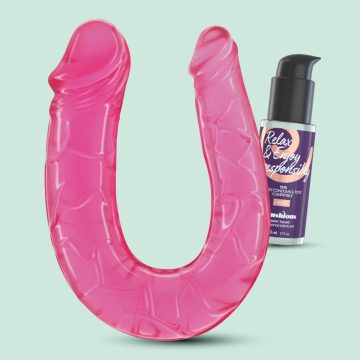   CRUSHIOUS DEEP DIVER DOUBLE DILDO WITH ANAL LUBRICANT 50ML PINK CRU10126