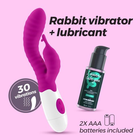 CRUSHIOUS GUMMIE RABBIT VIBRATOR PURPLE WITH WATERBASED LUBRICANT INCLUDED CRU10197